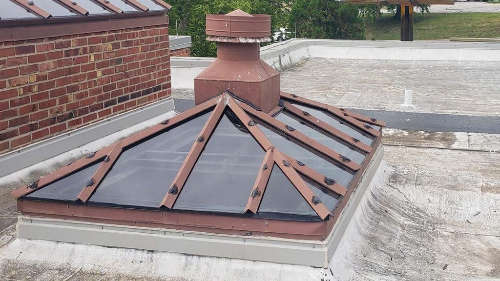 The completed pyramid skylight.