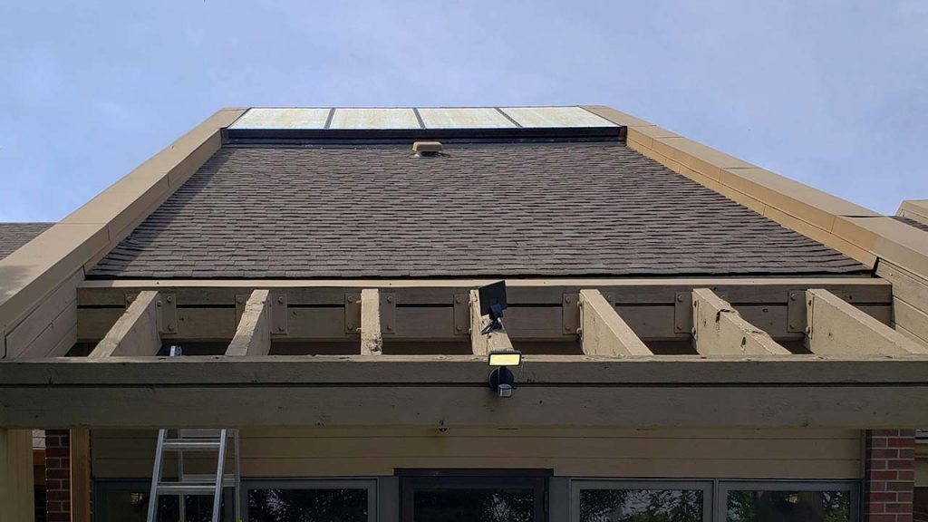 An image of the 4 bay ridge skylight atop of the church.