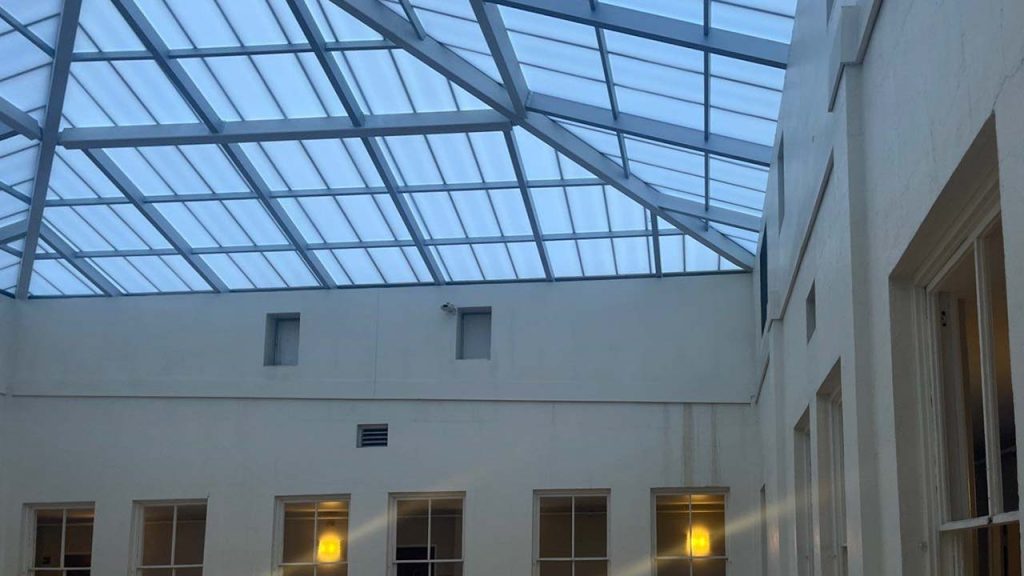 An interior image of the finished skylight.