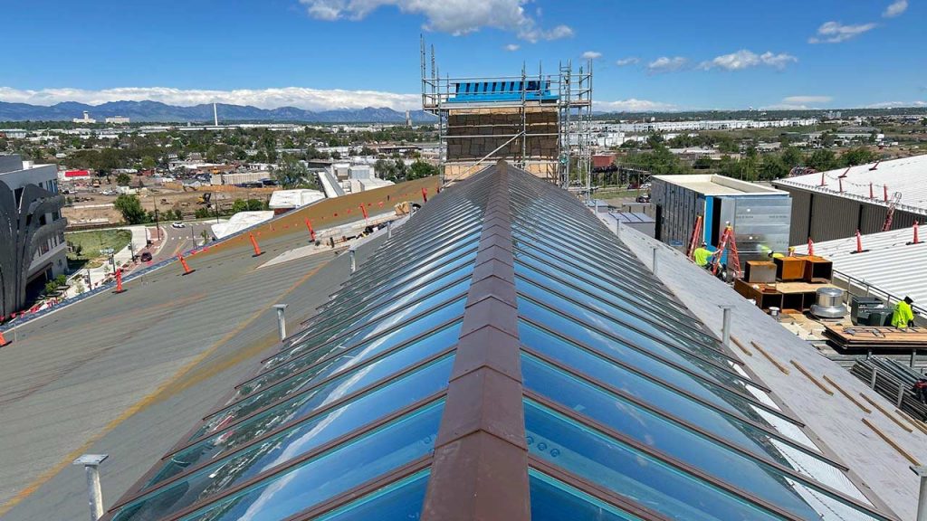 An image looking across the peak of the finished skylight.