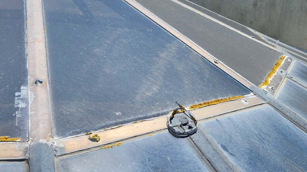 Severely weathered skylight sections