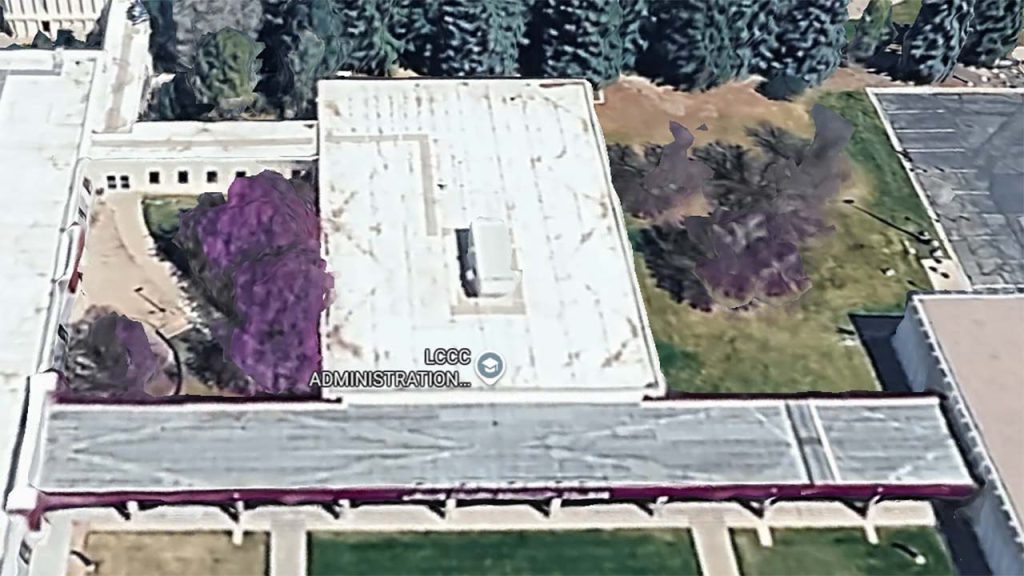 Google maps image of a building roof with a skylight.