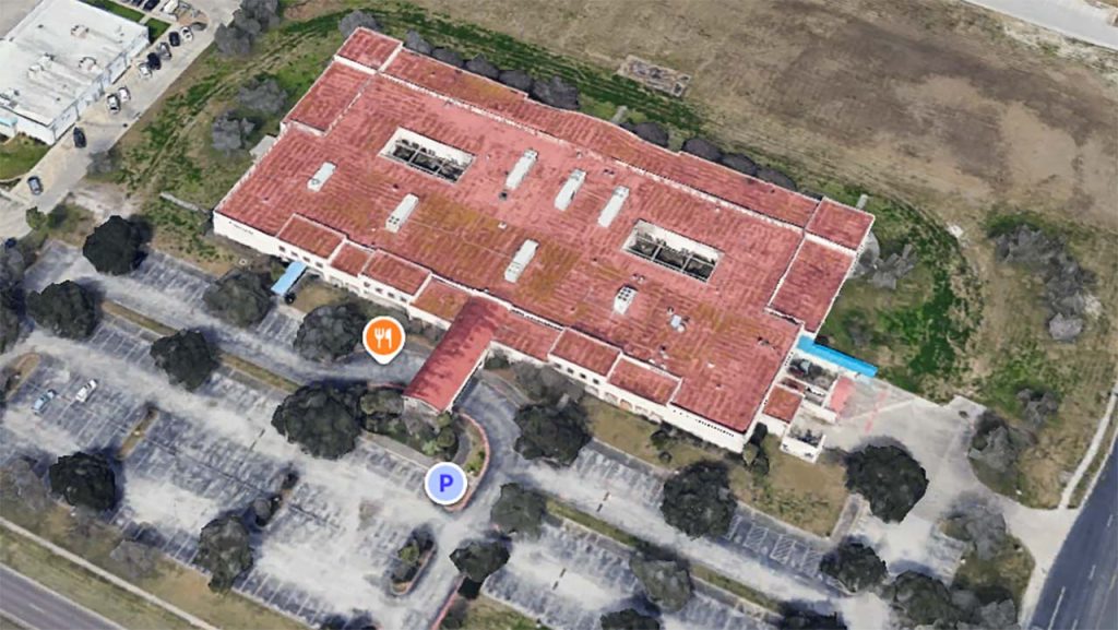 Google maps image of a building roof with a skylight.